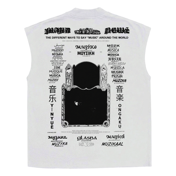 Music News Sleeveless Tee - White - Back