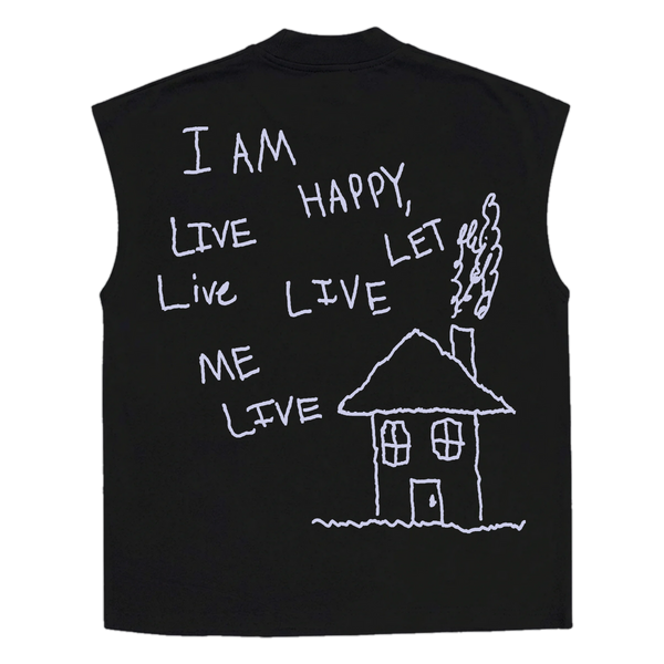 Be Happy Sleeveless Tee - Black - Back