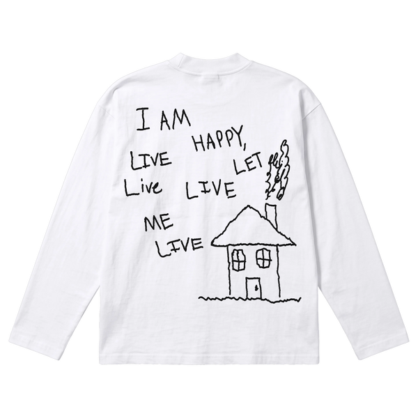Be Happy Baggy L/S Tee - White - Back