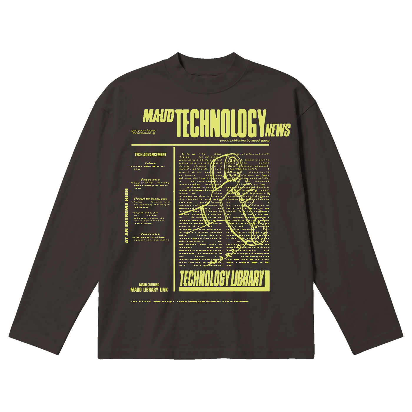 Tech News Baggy L/S Tee - Off Black - Front