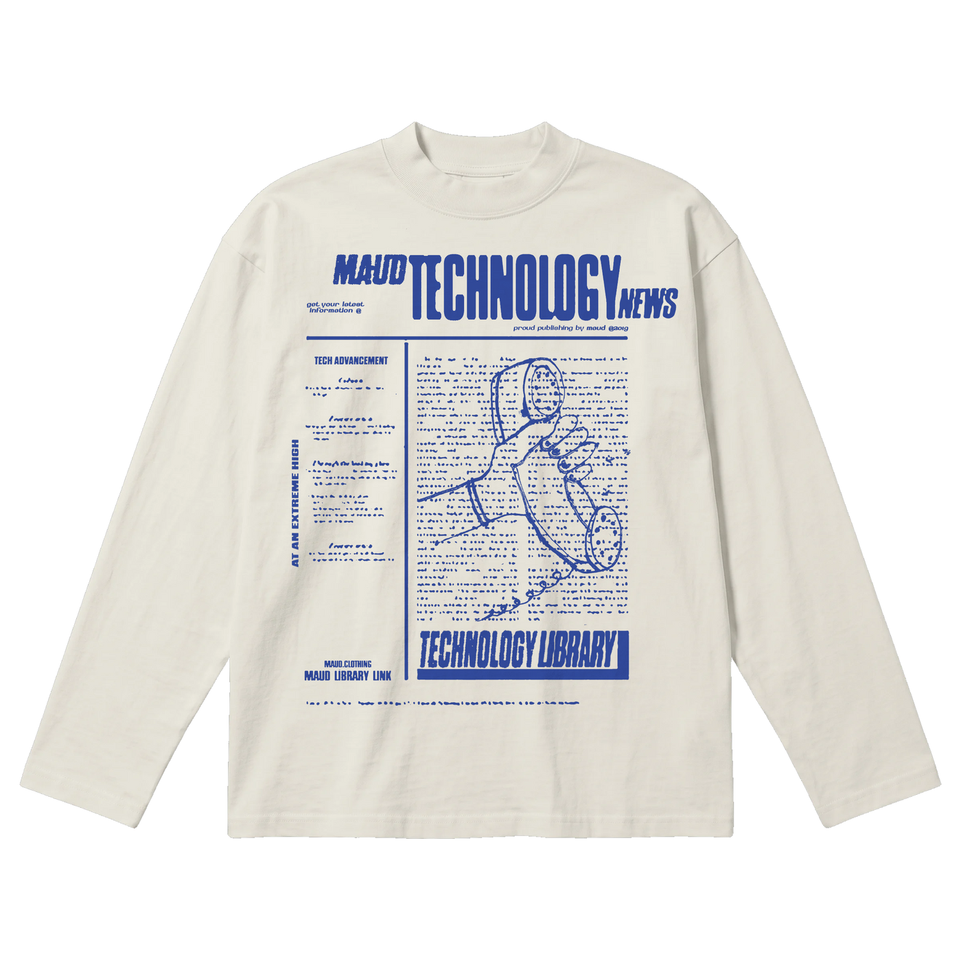 Tech News Baggy L/S Tee - Off White - Front