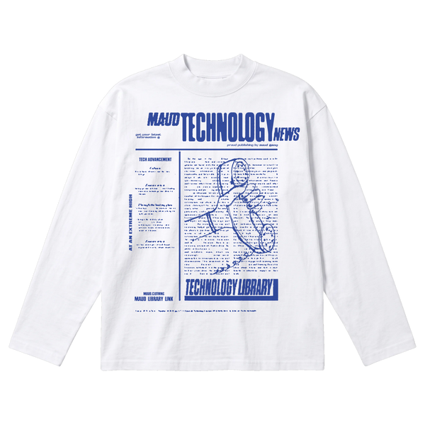 Tech News Baggy L/S Tee - White - Front