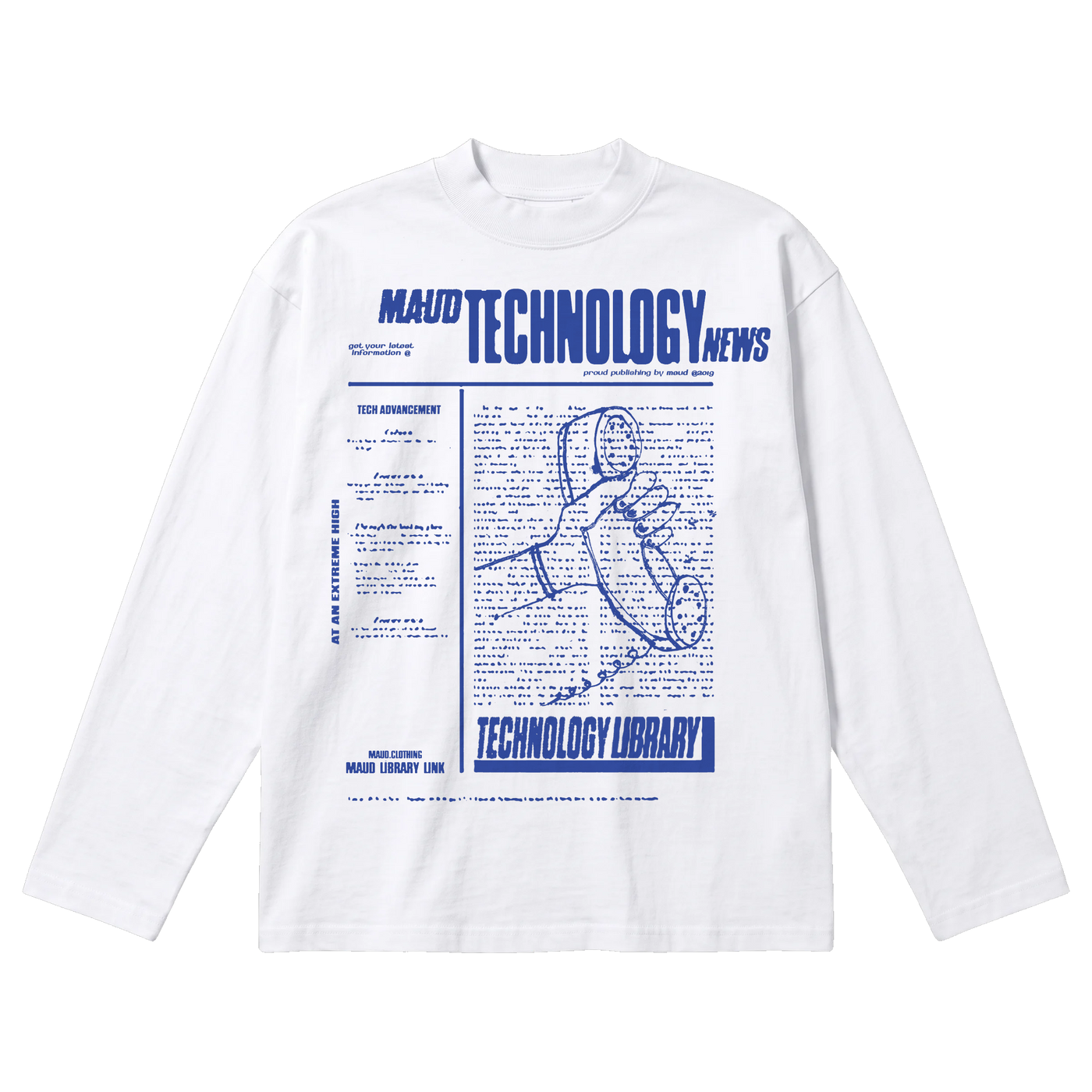 Tech News Baggy L/S Tee - White - Front