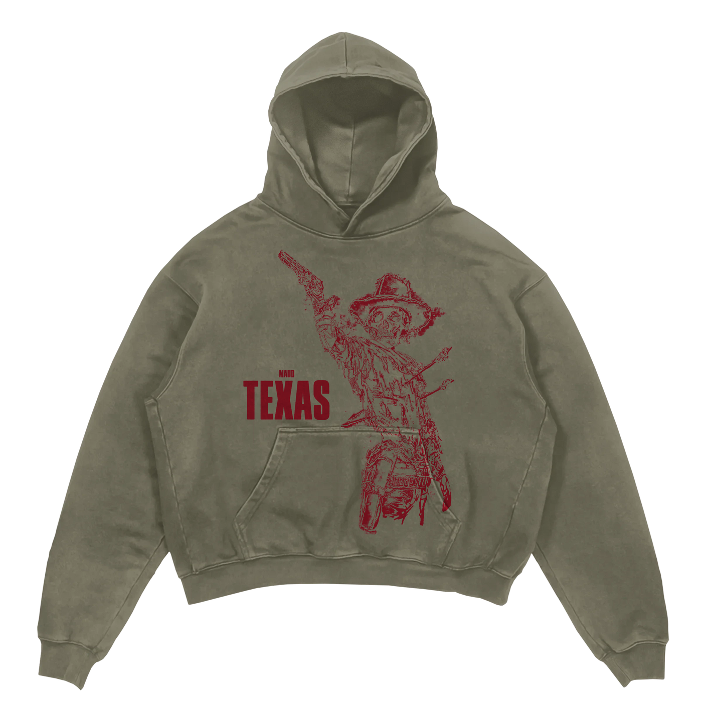 Texas Hoodie - Olive - Front