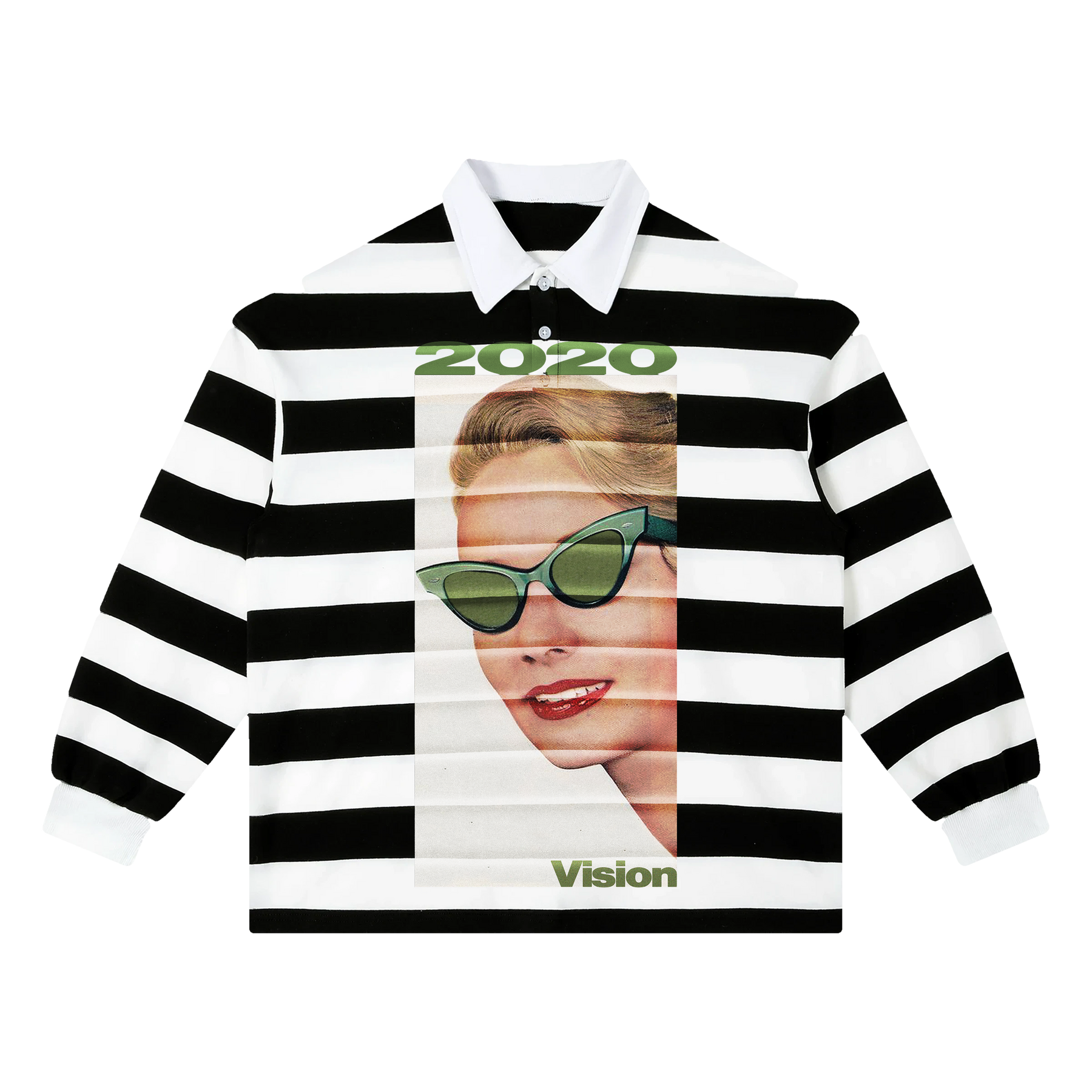 2020 Vision Stripe Polo - Black - Front