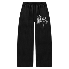 Burning Baggy Sweatpants - Black - Front