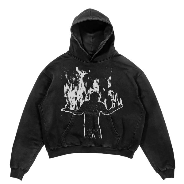 Burning Hoodie - Black - Front