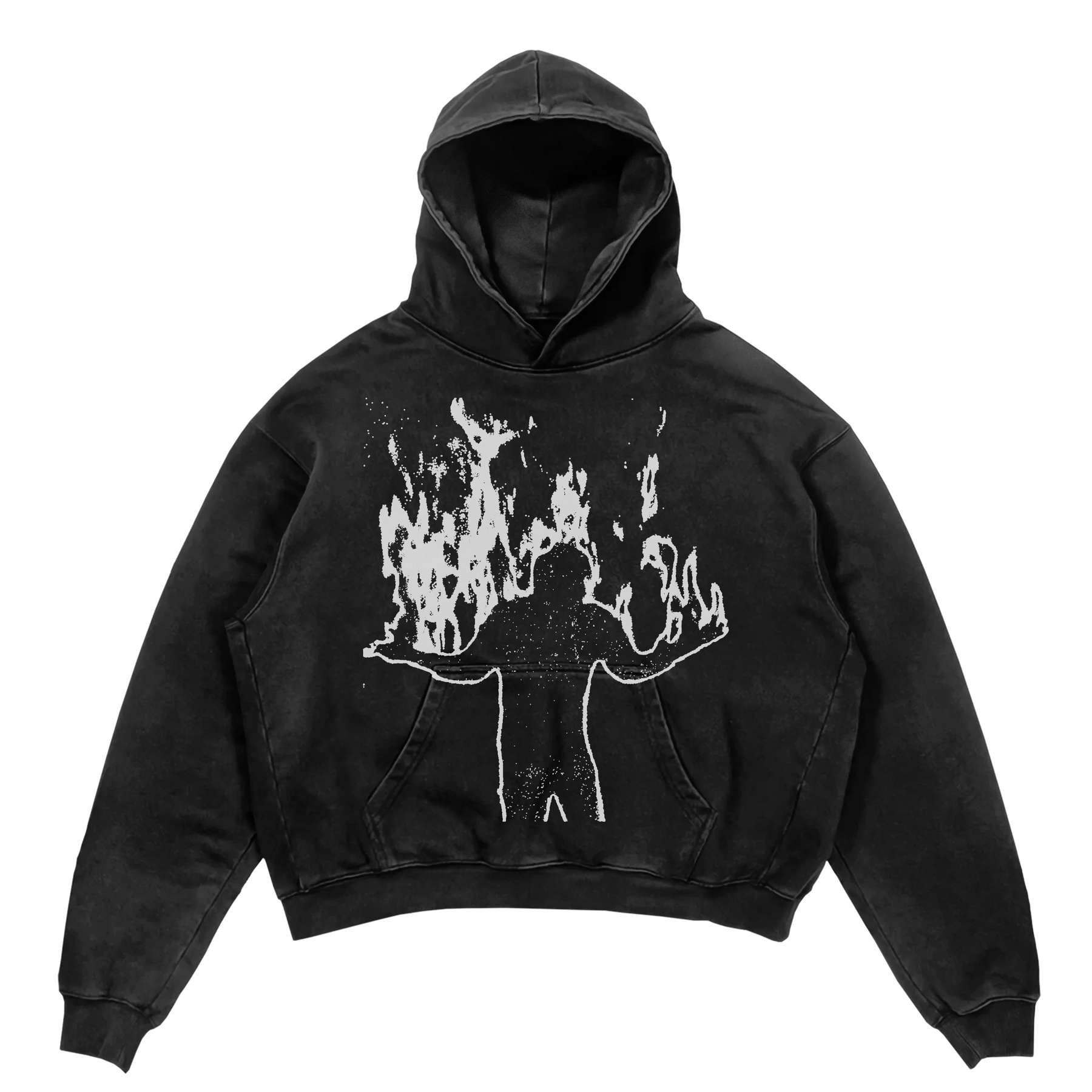 Burning Hoodie - Black - Front