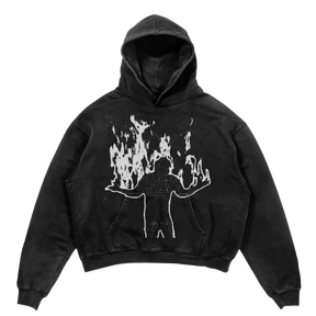 Burning Hoodie - Black - Front