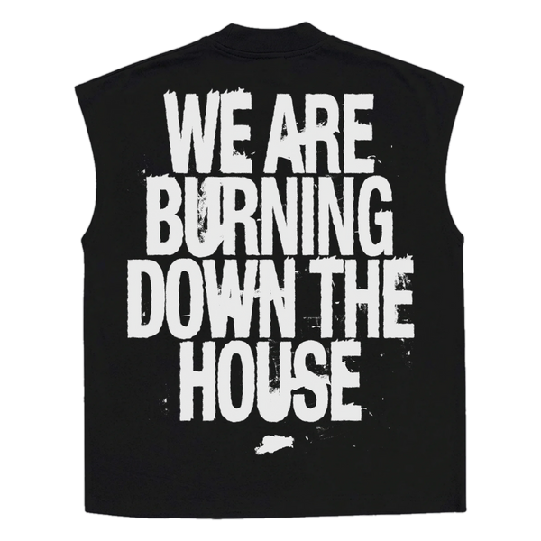 Burning Sleeveless Tee - Black - Back