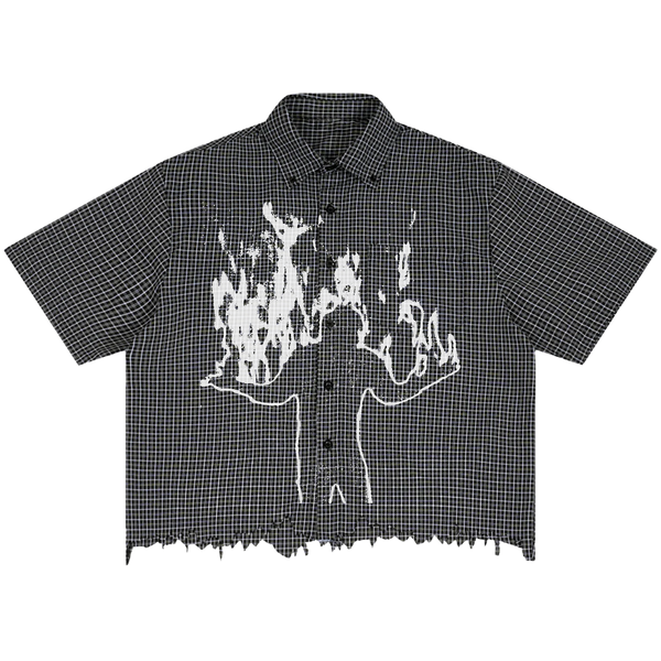 Burning Distress Button Up - Front