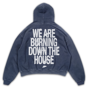 Burning Hoodie - Blue - Back