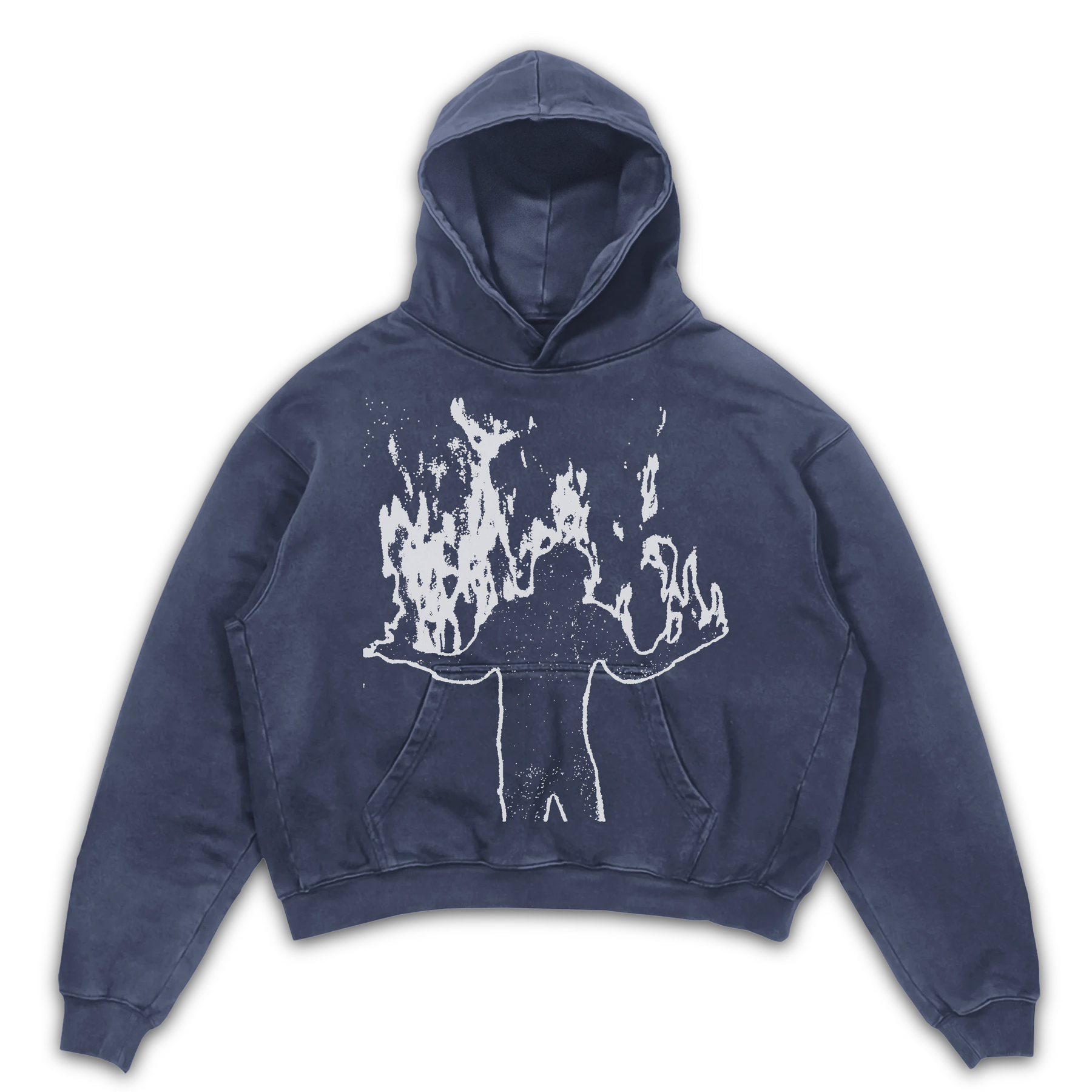 Burning Hoodie - Blue - Front