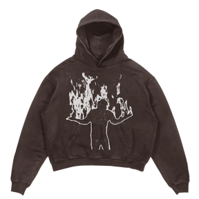 Burning Hoodie - Brown - Front