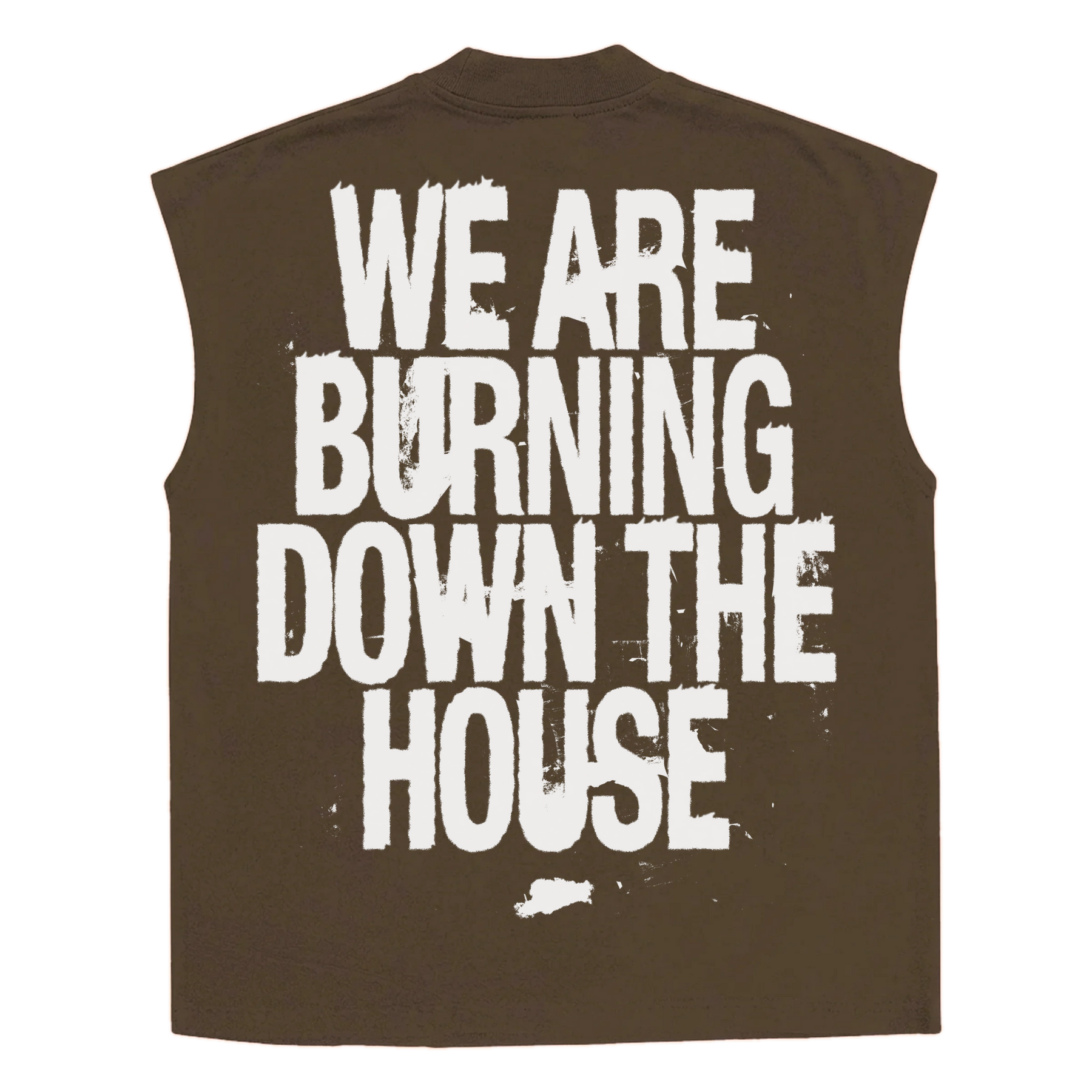 Burning Sleeveless Tee - Brown - Back