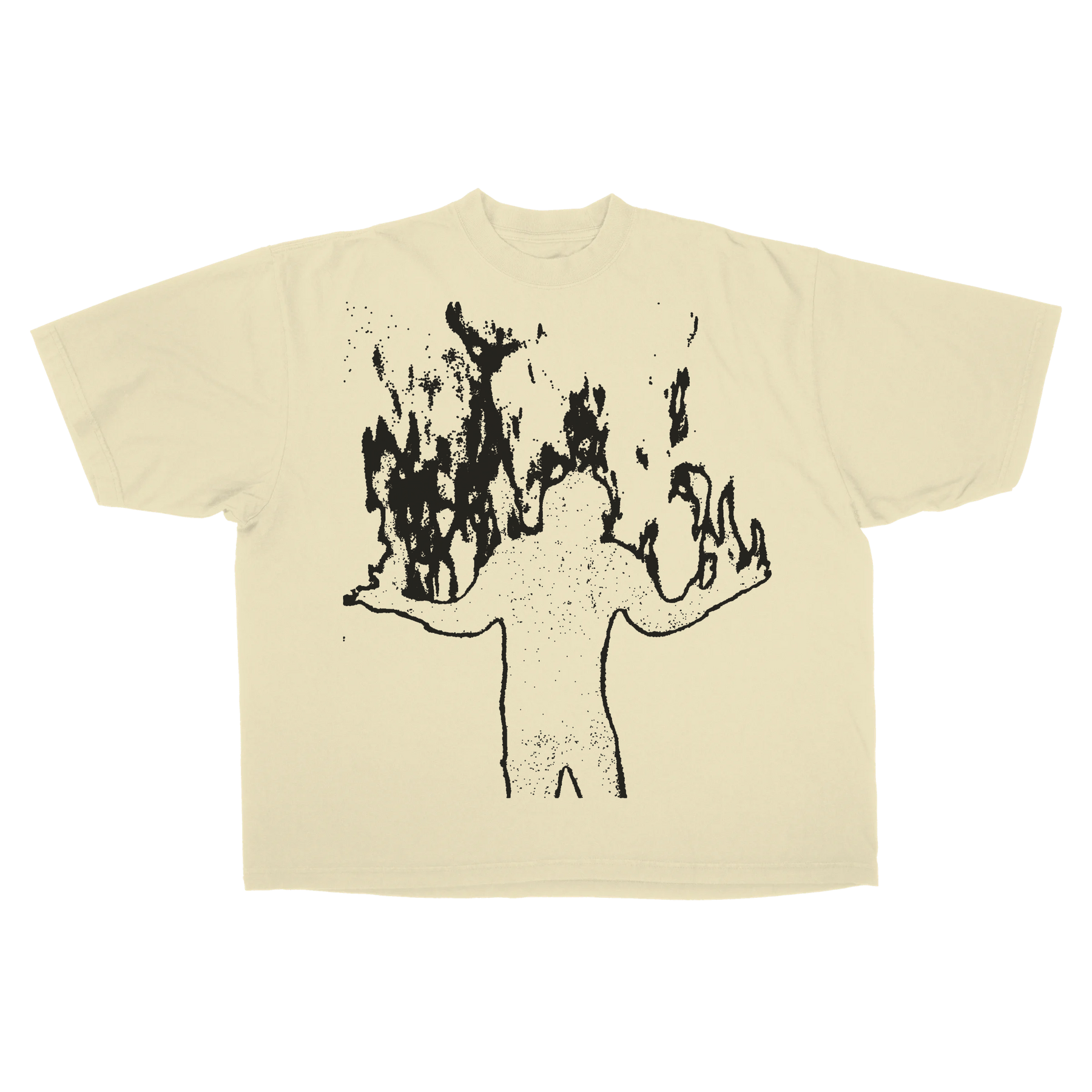 Burning Drop Tee - Cream - Front