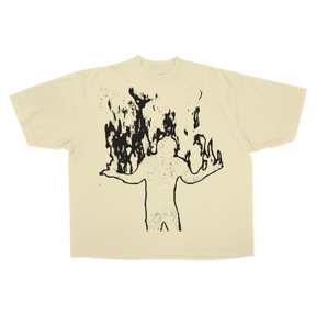 Burning Drop Tee - Cream - Front