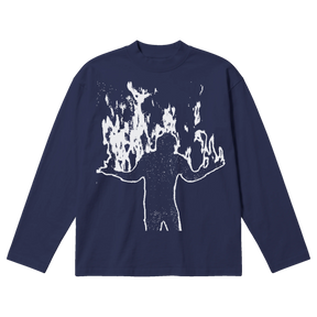 Burning Baggy L/S Tee - Blue - Front