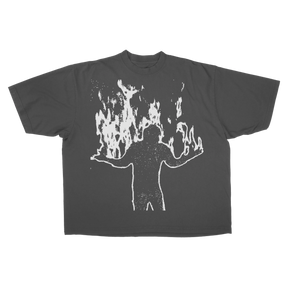 Burning Drop Tee - Grey - Front