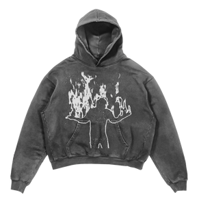 Burning Hoodie - Grey - Front