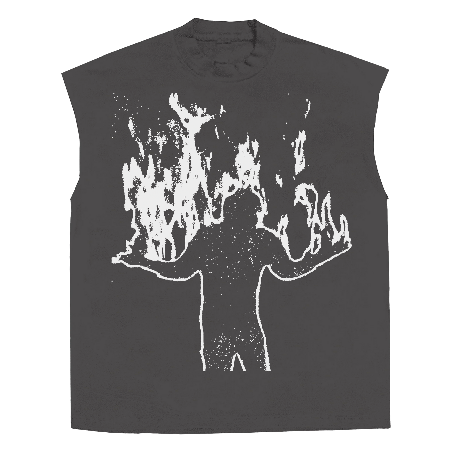 Burning Sleeveless Tee - Grey - Front