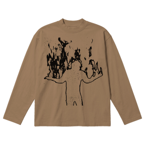 Burning Baggy L/S Tee - Latte - Front