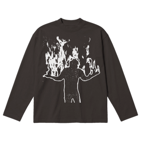 Burning Baggy L/S Tee - Off Black - Front