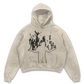 Burning Hoodie - Sand - Front
