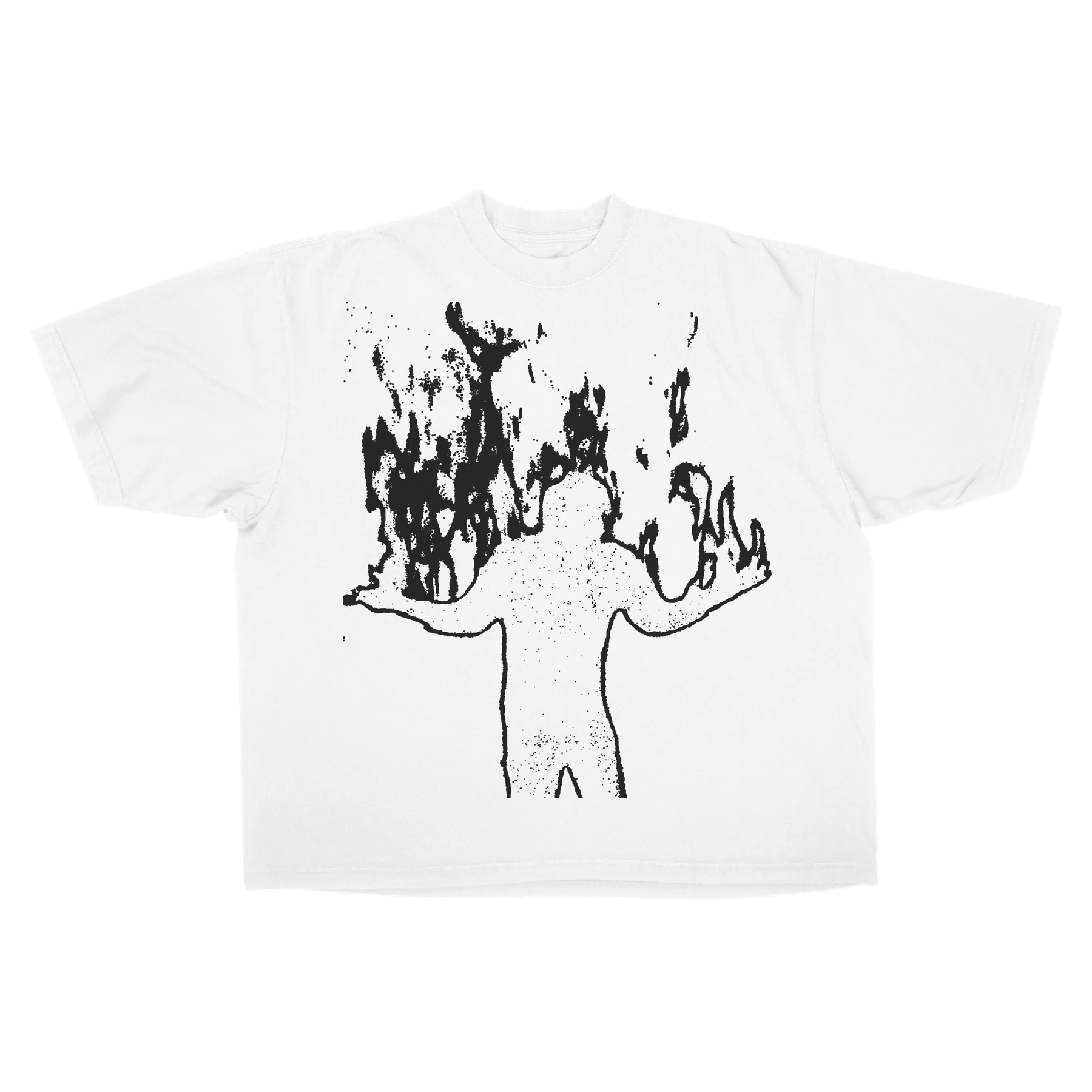 Burning Drop Tee - White - Front