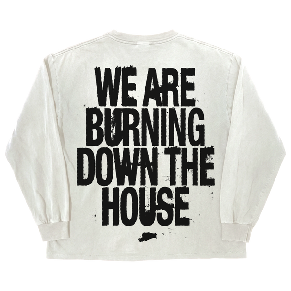 Burning L/S Tee - White - Back