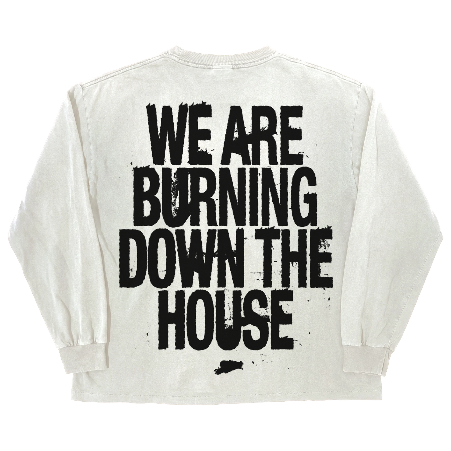 Burning L/S Tee - White - Back