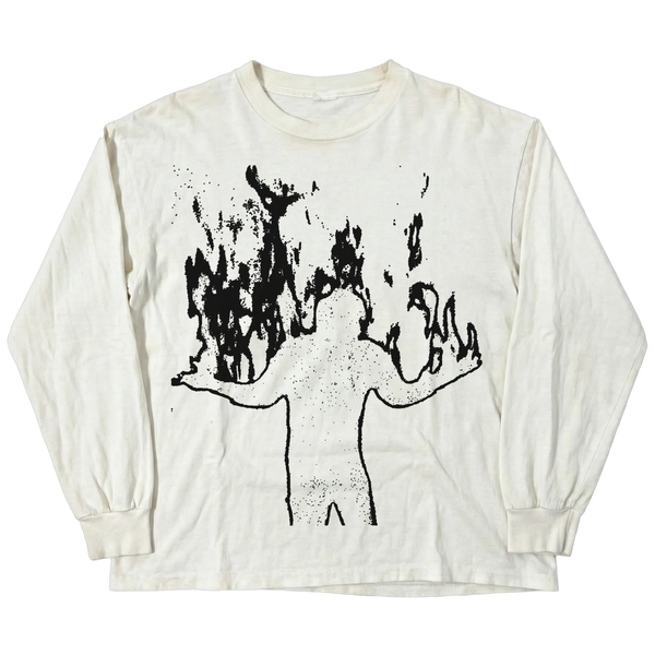 Burning L/S Tee - White - Front