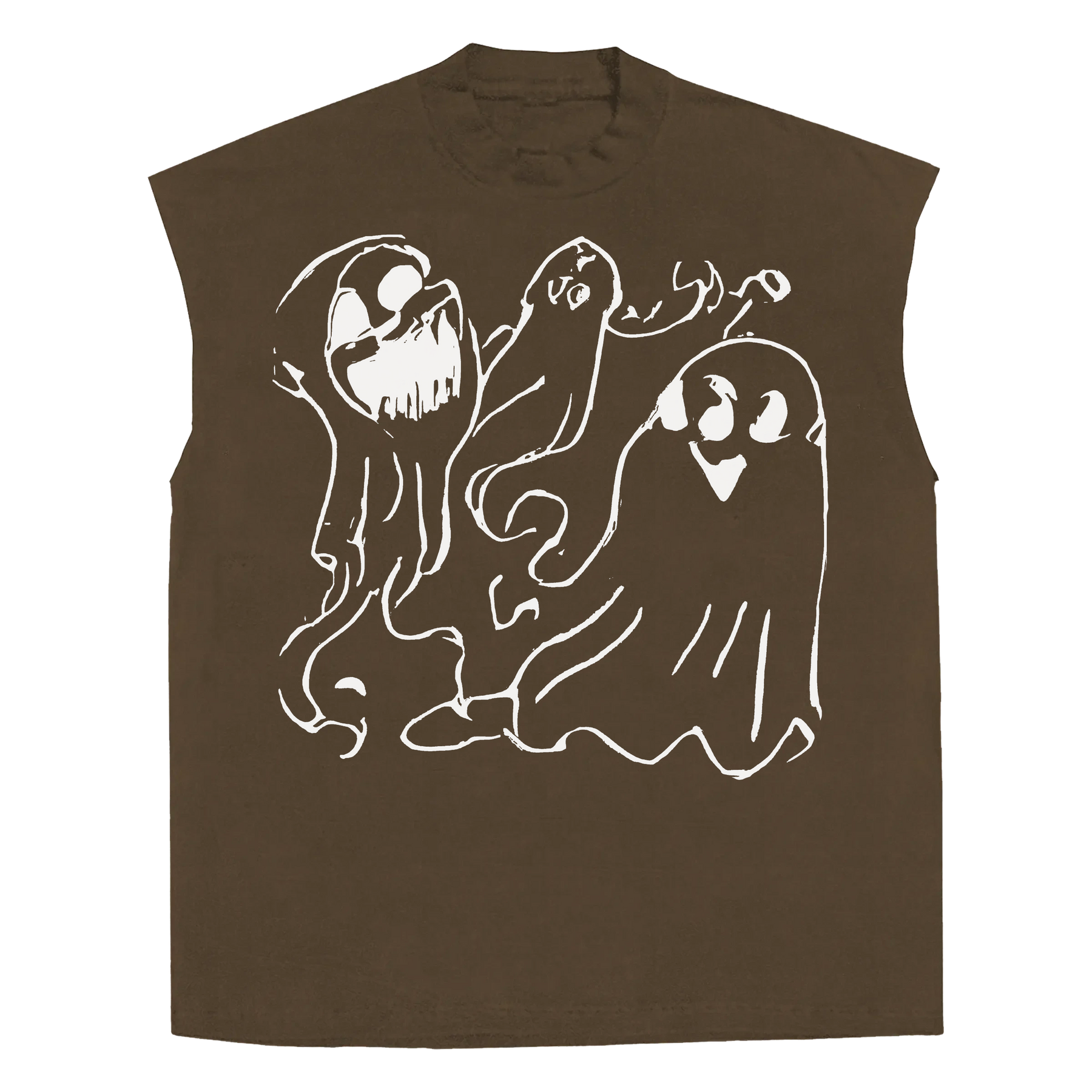 Casper Sleeveless Tee - Brown - Front