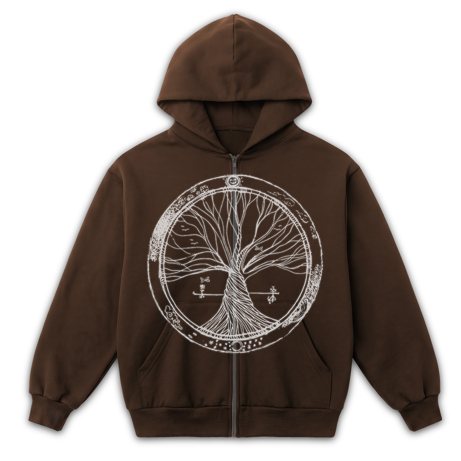 Circle of Life Zip Up - Brown - Front
