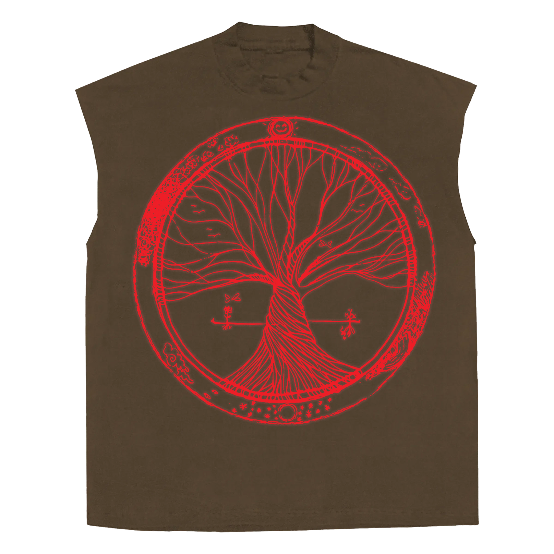 Circle of Life Sleeveless Tee - Brown - Front