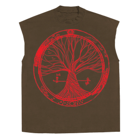 Circle of Life Sleeveless Tee - Brown - Front