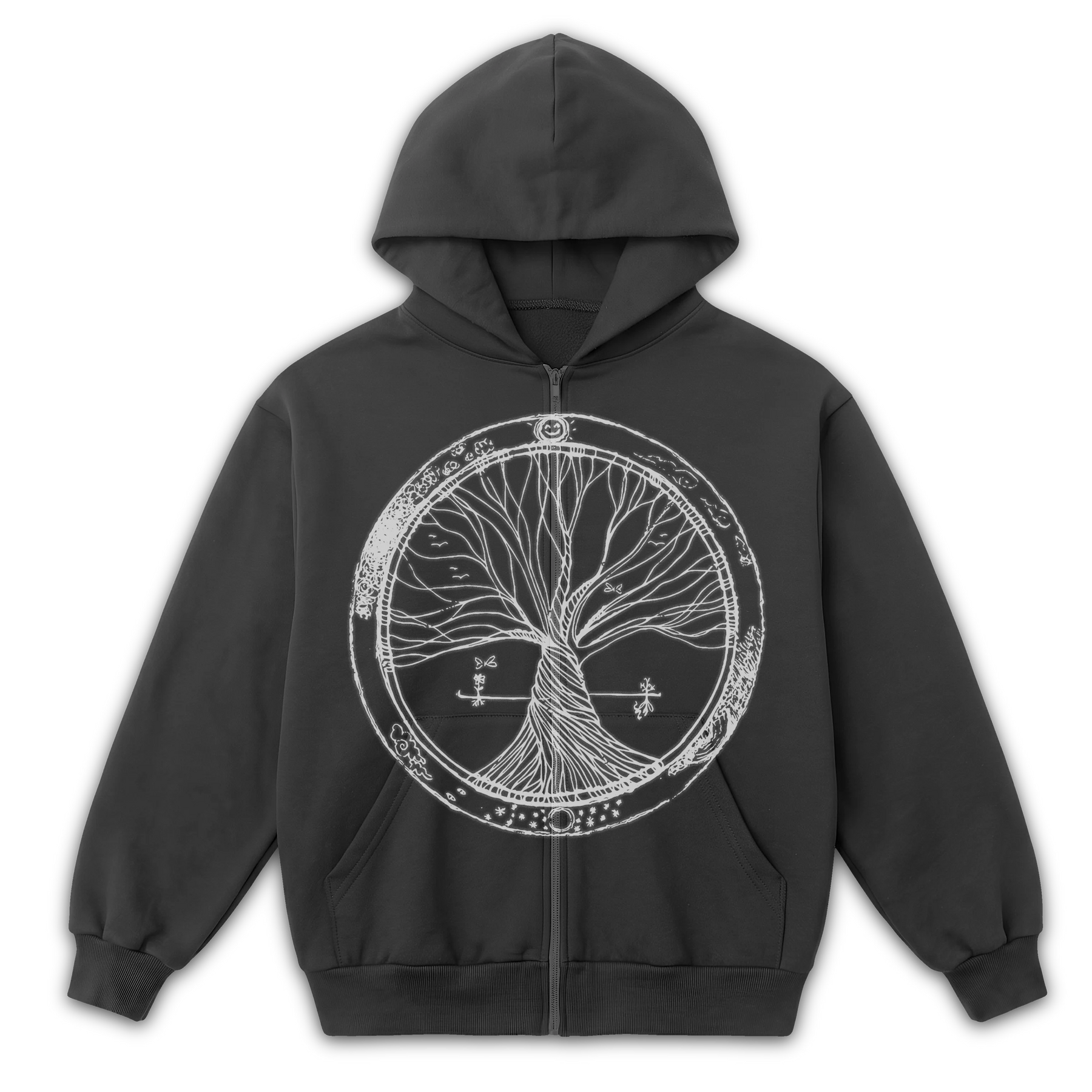 Circle of Life Zip Up - Grey - Front
