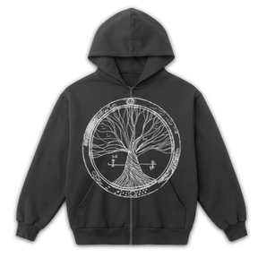 Circle of Life Zip Up - Grey - Front