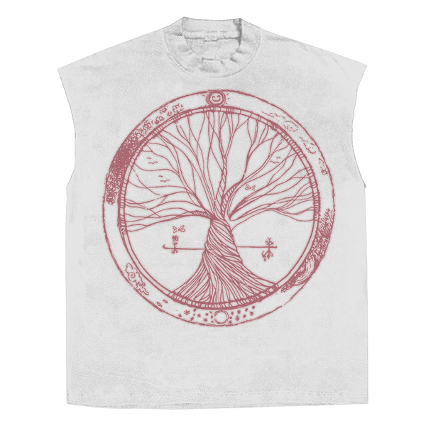 Circle of Life Sleeveless Tee - White - Front