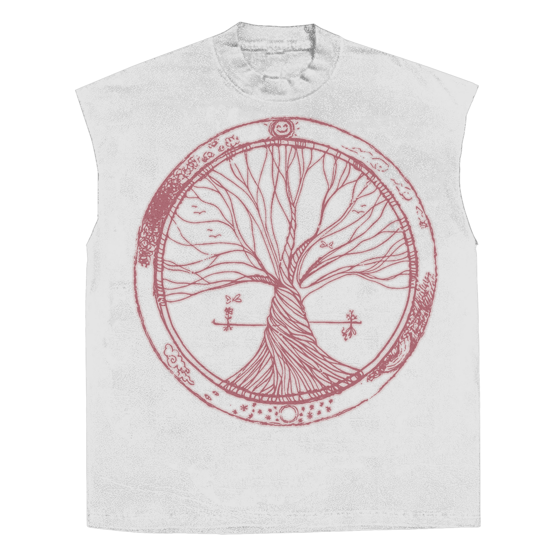 Circle of Life Sleeveless Tee - White - Front