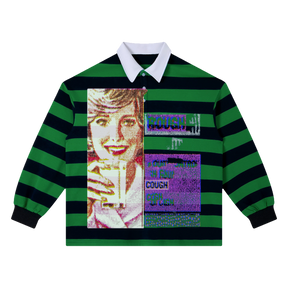 Cough Syrup Stripe Polo - Green - Front