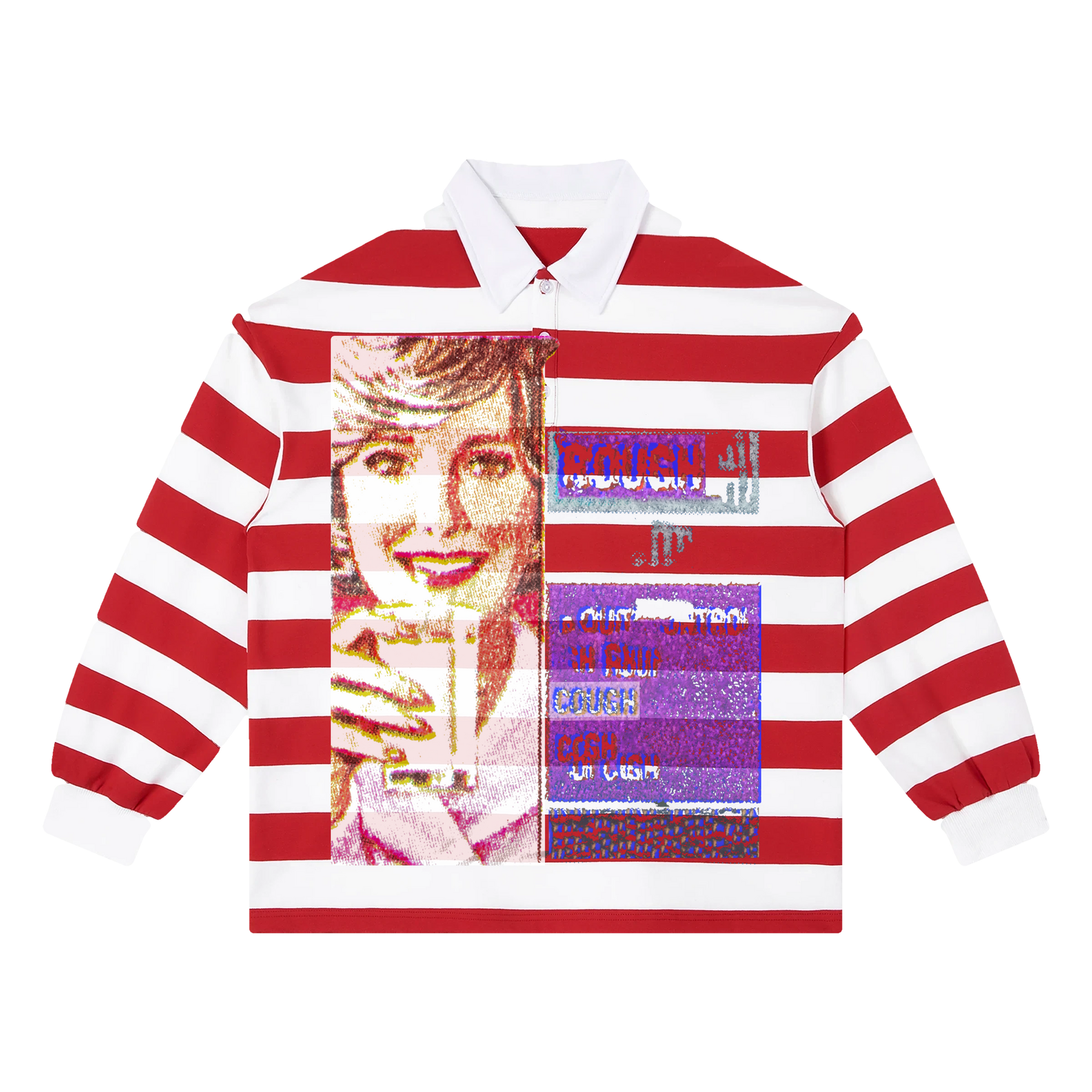 Cough Syrup Stripe Polo - Red - Front