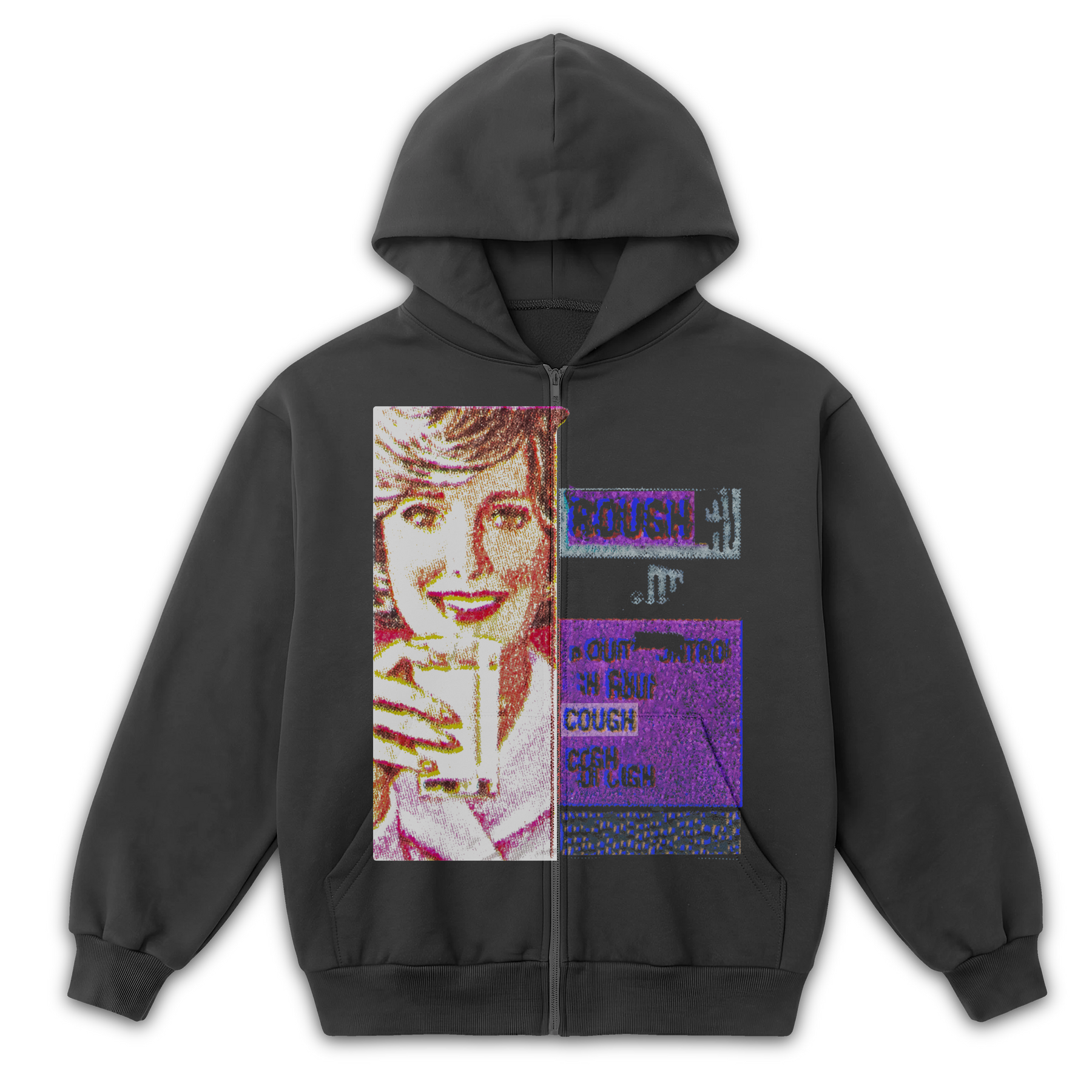 Cough Syrup Zip Up - Grey - Front