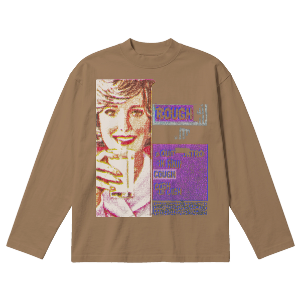 Cough Syrup Baggy L/S Tee - Latte - Front