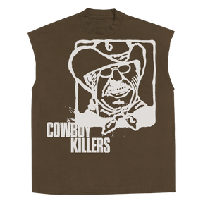 Cowboy Sleeveless Tee - Brown - Front