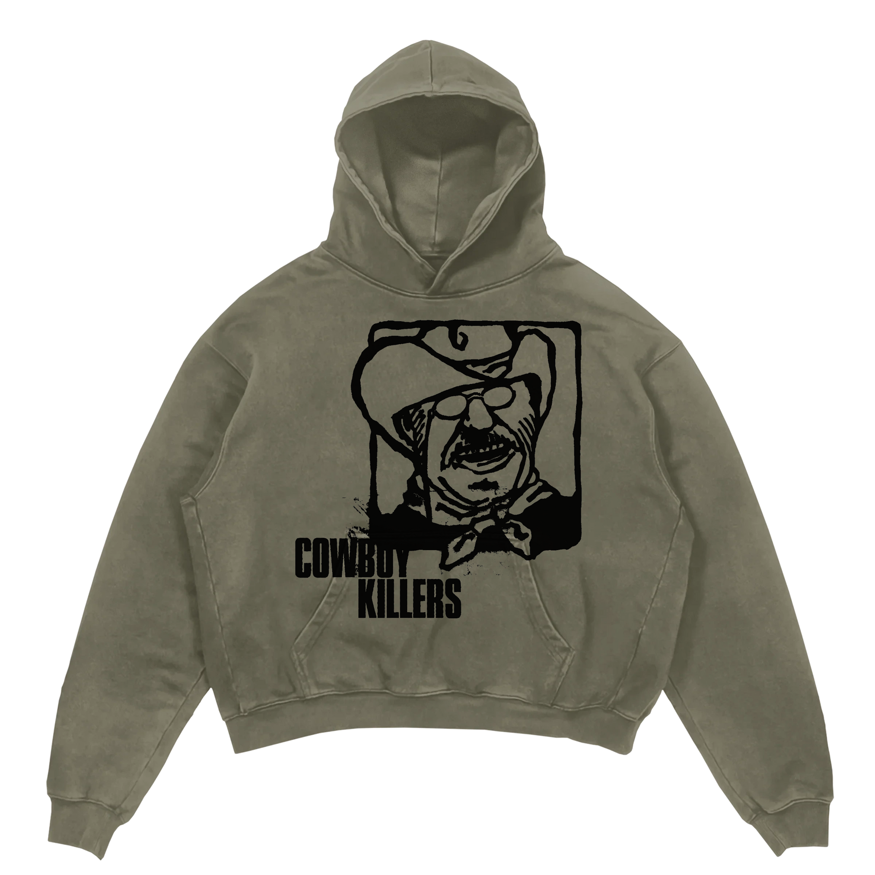 Cowboy Hoodie - Olive - Front