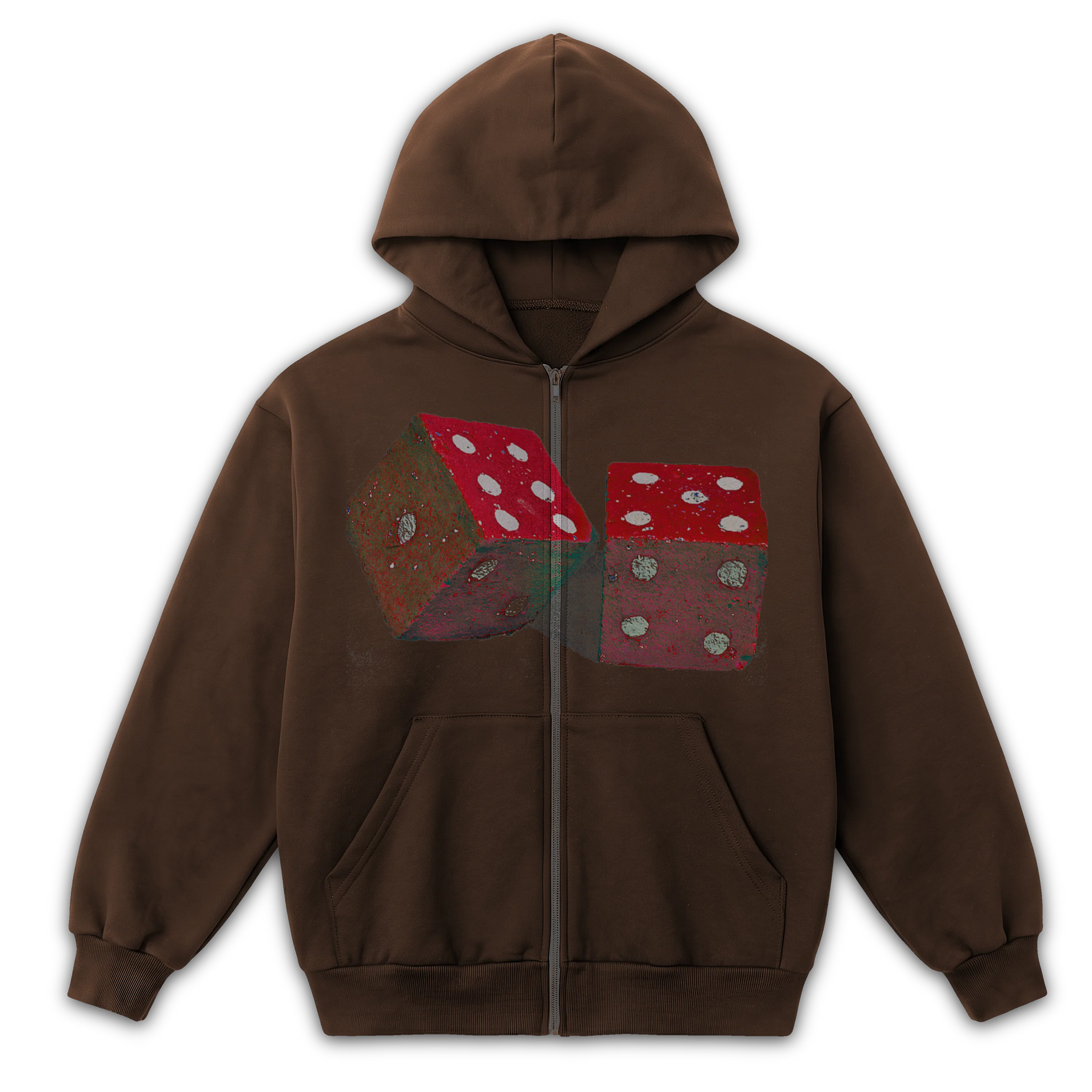 Dice Zip Up - Brown - Front