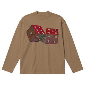 Dice Baggy L/S Tee - Latte - Front