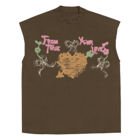 From Your True Loves Sleeveless Tee - Brown - Front