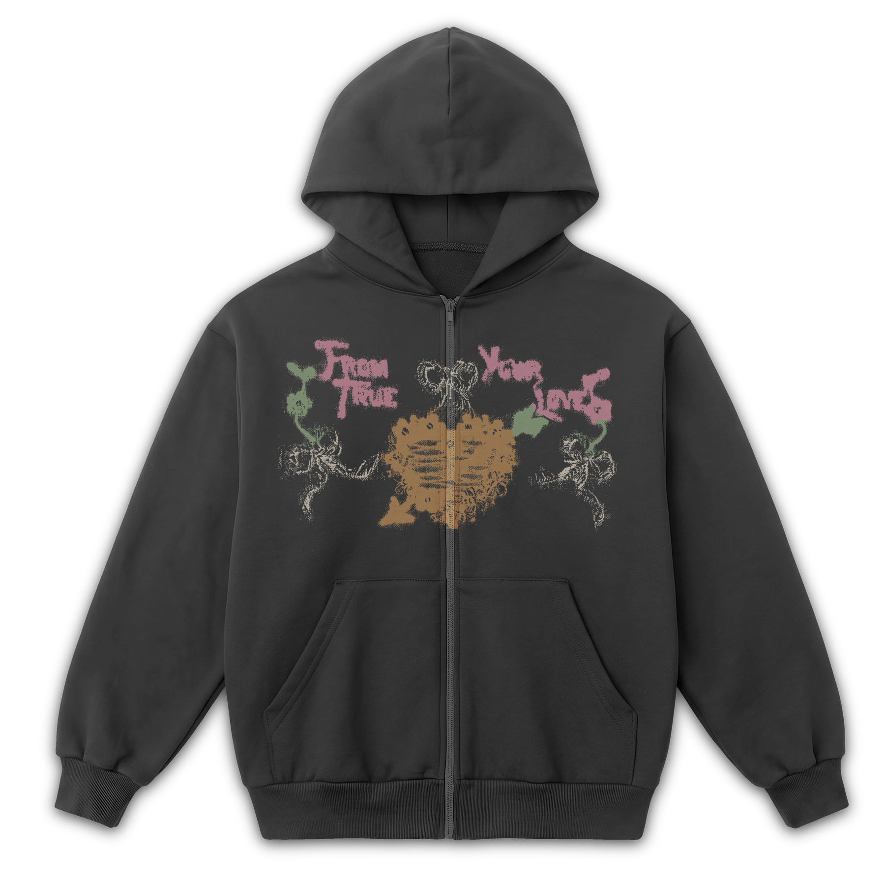 From Your True Loves Zip Up - Grey - Front